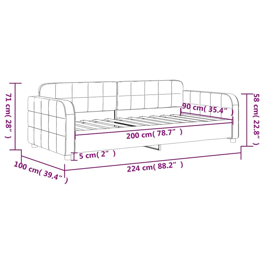 Lit de repos sans matelas bleu 90x200 cm velours - 8
