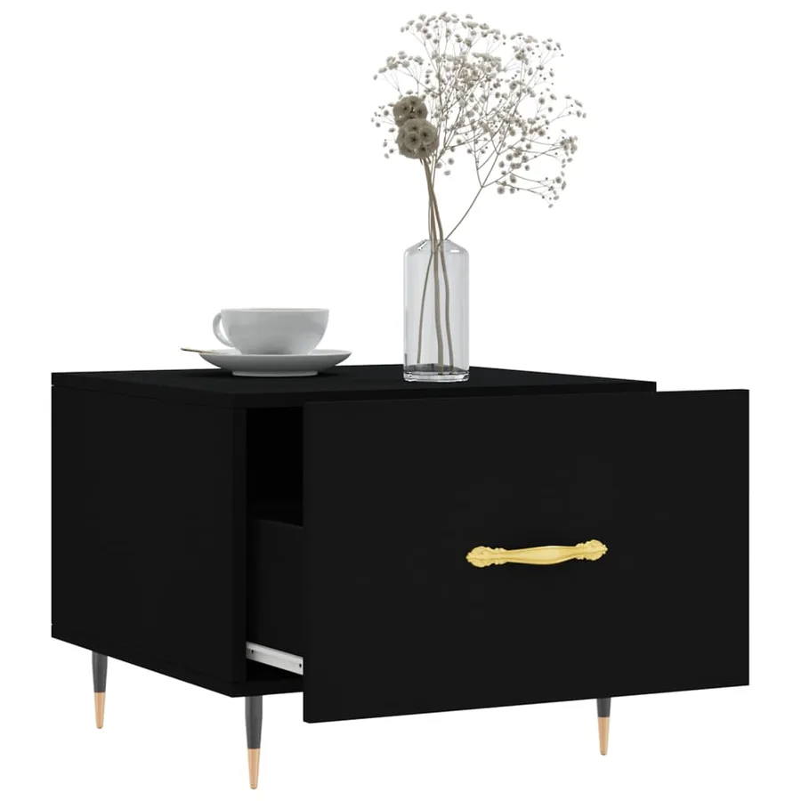 Table basse Noir 50x50x40 cm Bois d'ingénierie - 4