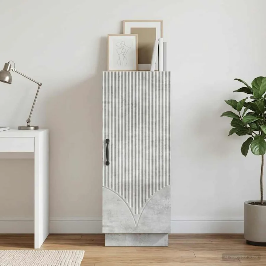 Buffet Gris béton 33 x 34,5 x 87 cm Bois d'ingénierie