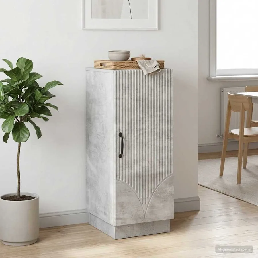 Buffet Gris béton 33 x 34,5 x 87 cm Bois d'ingénierie - 4