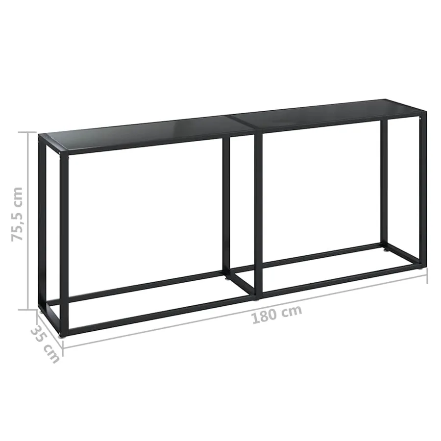 Table console Noir 180x35x75,5 cm Verre trempé - 6
