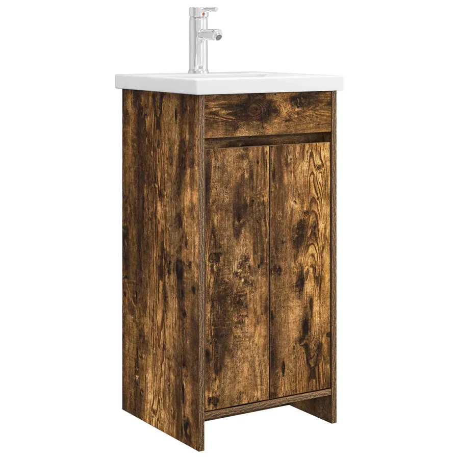 Meuble de salle de bain avec évier Chêne fumé 42 x 40 x 84,5 cm - 2