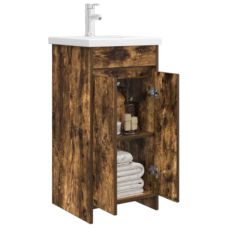 Meuble de salle de bain avec évier Chêne fumé 42 x 40 x 84,5 cm - 3