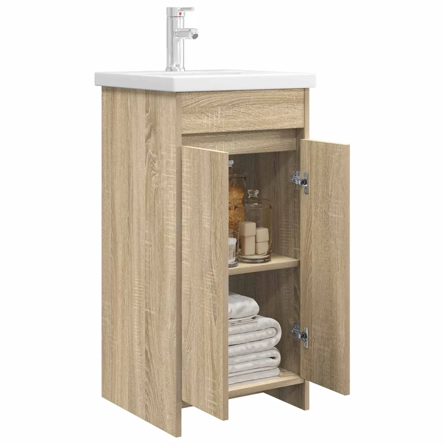 Meuble de salle de bain avec évier Chêne Sonoma - 3