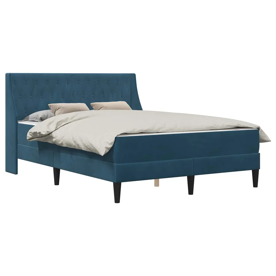 Cadre de lit avec matelas Bleu 140 x 200 cm Velours - 2