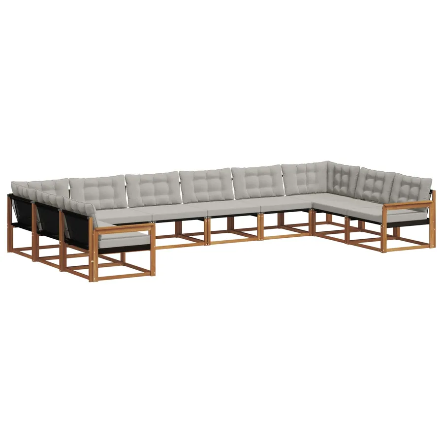 Ensemble de canapés d'extérieur 10 pcs Gris Naturel et Clair - 2