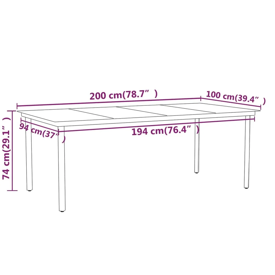 Ensemble à manger de jardin 7 pcs Noir - 7