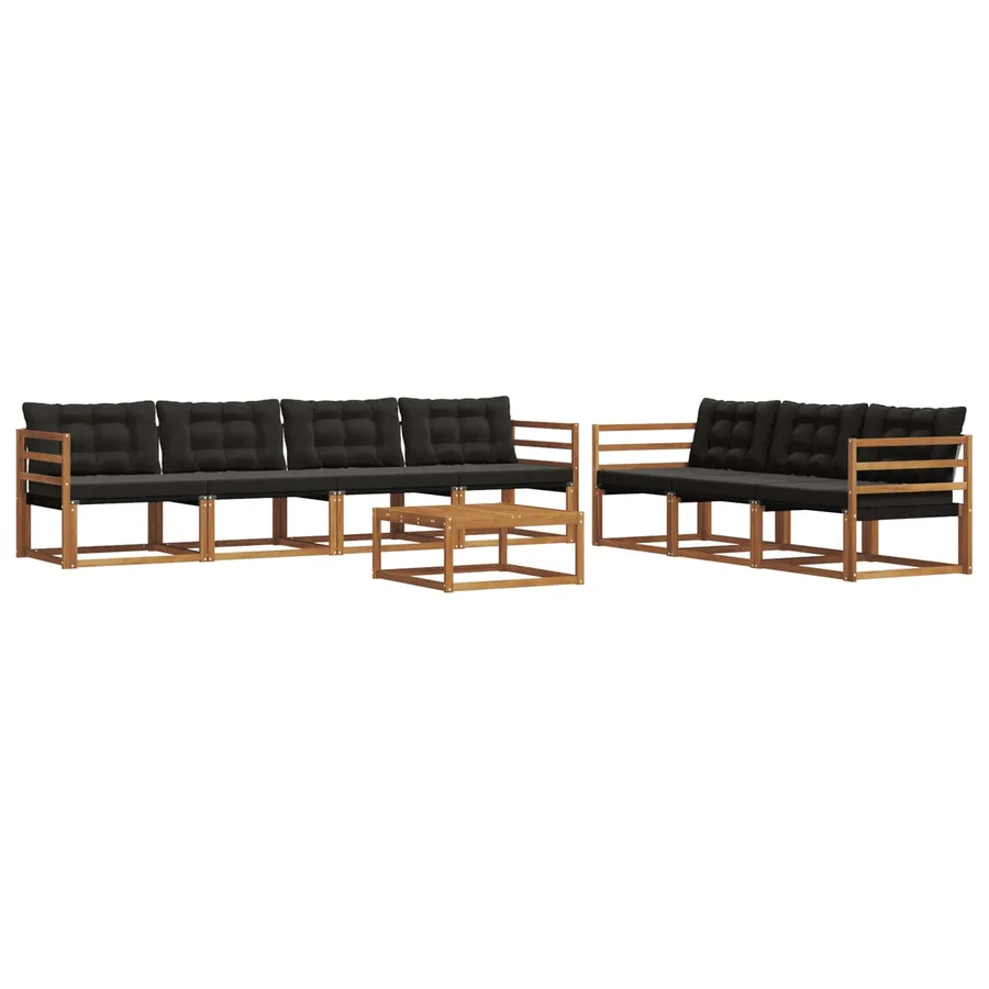 Ensemble de canapés d'extérieur 8 pcs Naturel et Noir - 2