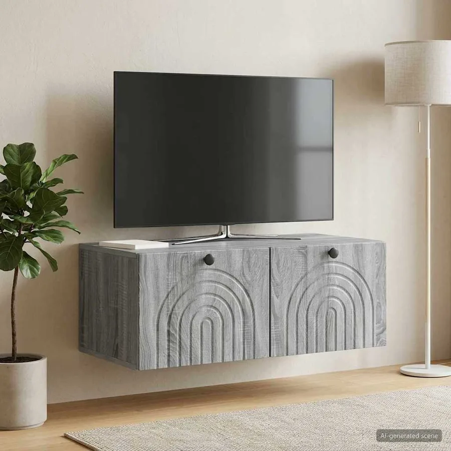 Meuble TV mural Sonoma gris 78,5 x 41 x 30 cm Bois d'ingénierie - 4