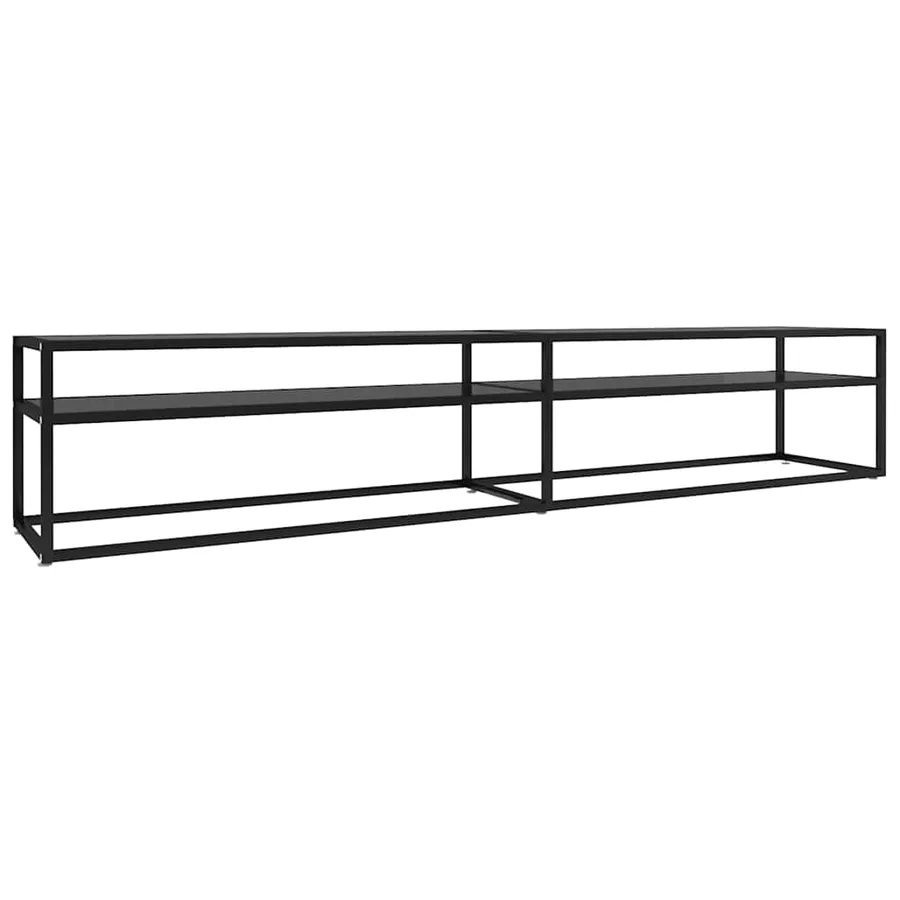 Meuble TV noir 220x40x40,5 cm verre trempé - 2