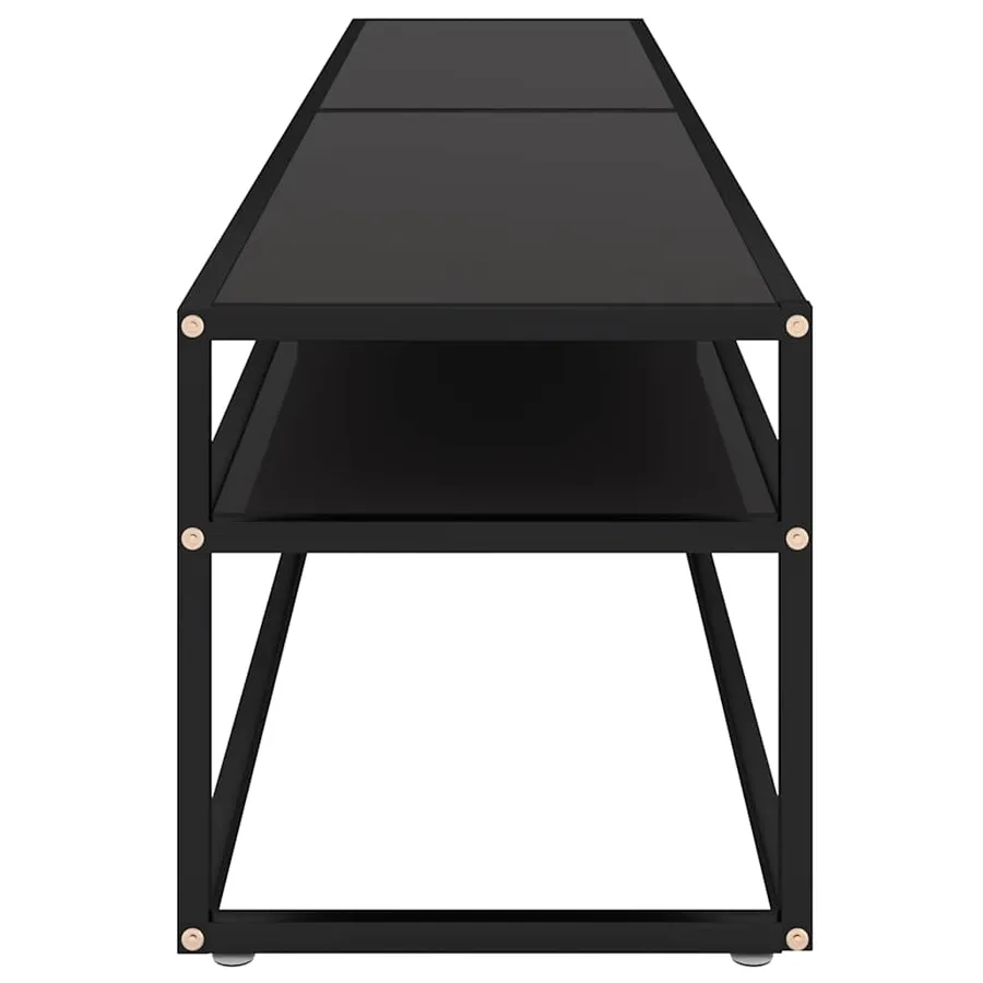 Meuble TV noir 200x40x40,5 cm verre trempé - 4