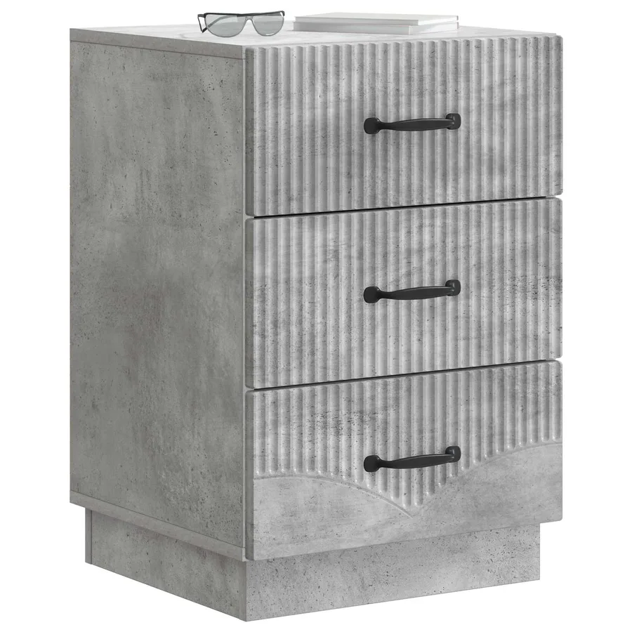 Cabinet de chevet avec tiroir Gris béton 43 x 41 x 63,5 cm - 3