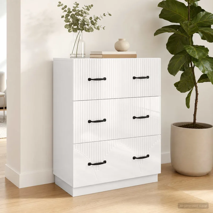 Armoire à tiroirs Blanc 66 x 34,5 x 87 cm Bois d'ingénierie - 4