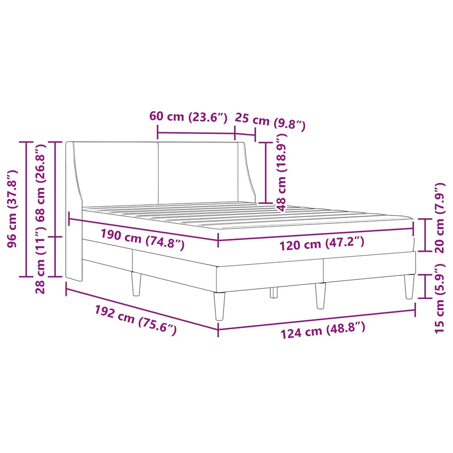 Cadre de lit avec matelas avec tête de lit Polyester - 8