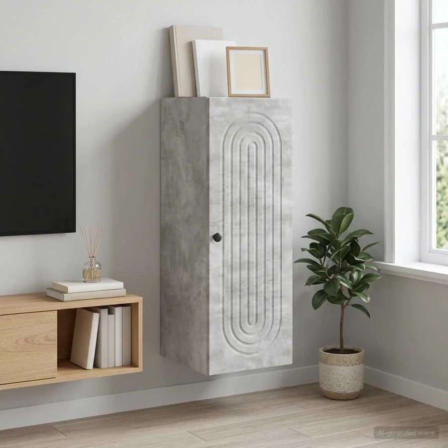 Armoire Murale Gris béton 33 x 34,5 x 90 cm Bois d'ingénierie