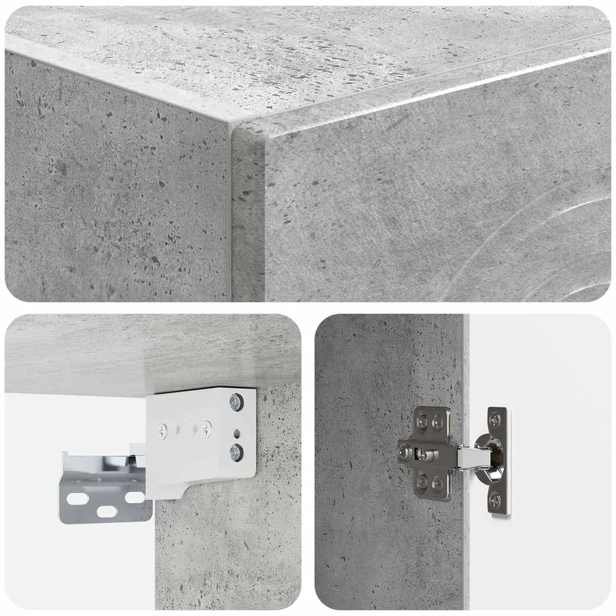 Armoire Murale Gris béton 33 x 34,5 x 90 cm Bois d'ingénierie - 7