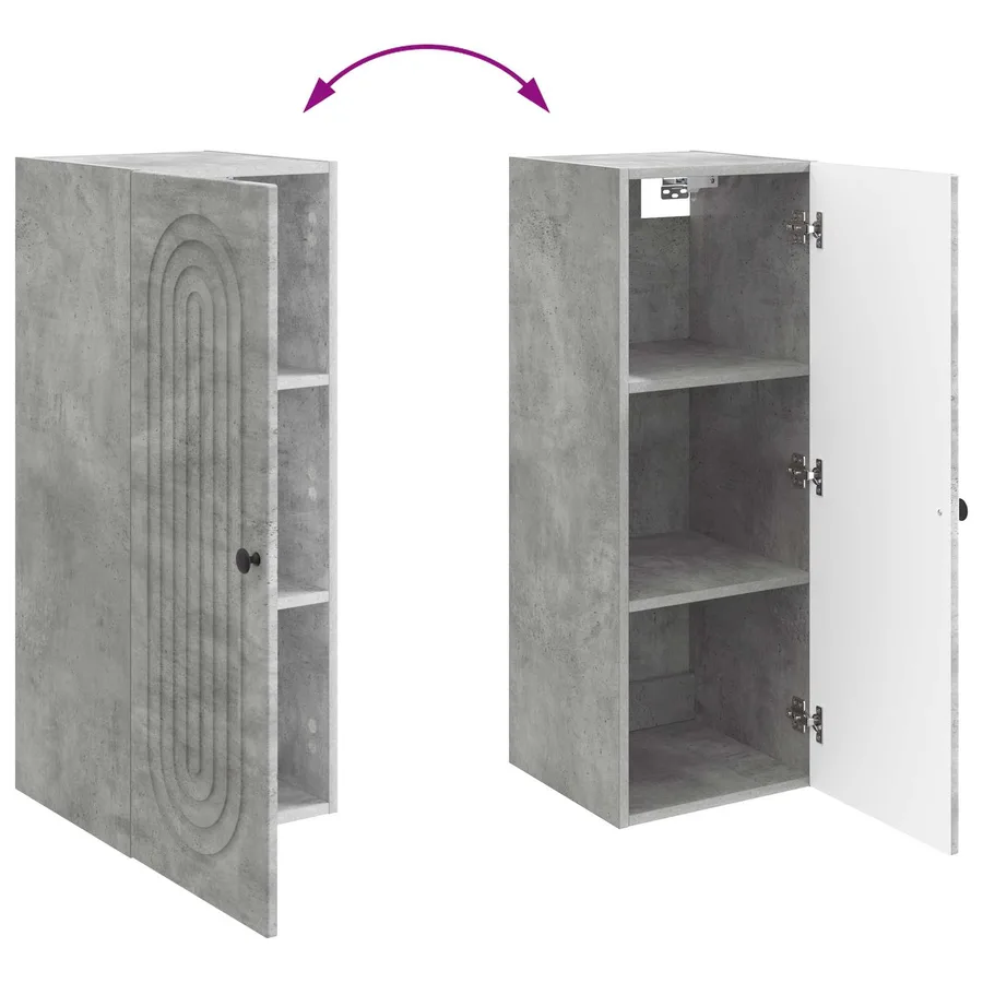 Armoire Murale Gris béton 33 x 34,5 x 90 cm Bois d'ingénierie - 8