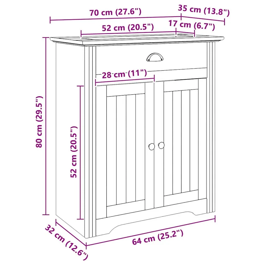 Cabinet de salle de bain BODO Marron miel 70 x 35 x 80 cm - 9