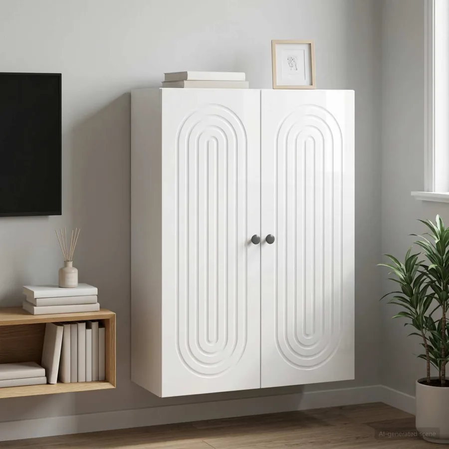 Armoire Murale Blanc brillant 66 x 34,5 x 90 cm