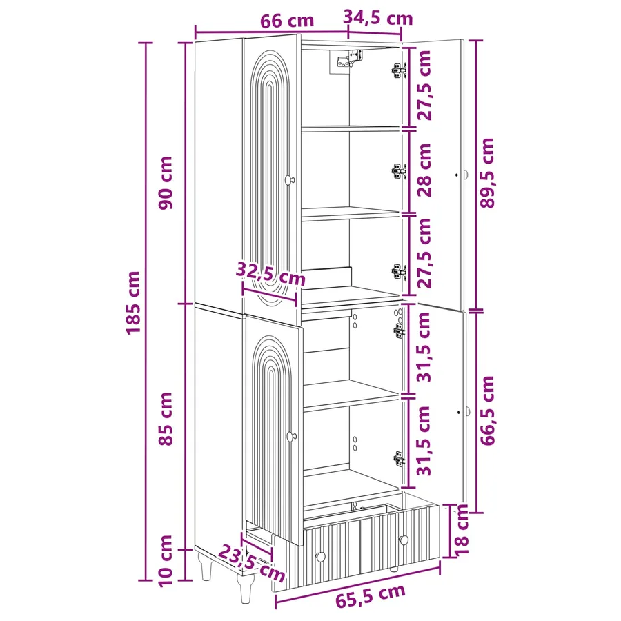 Ensemble de Meubles 2 pcs 66 x 34,5 x 95 cm Bois d'ingénierie - 8
