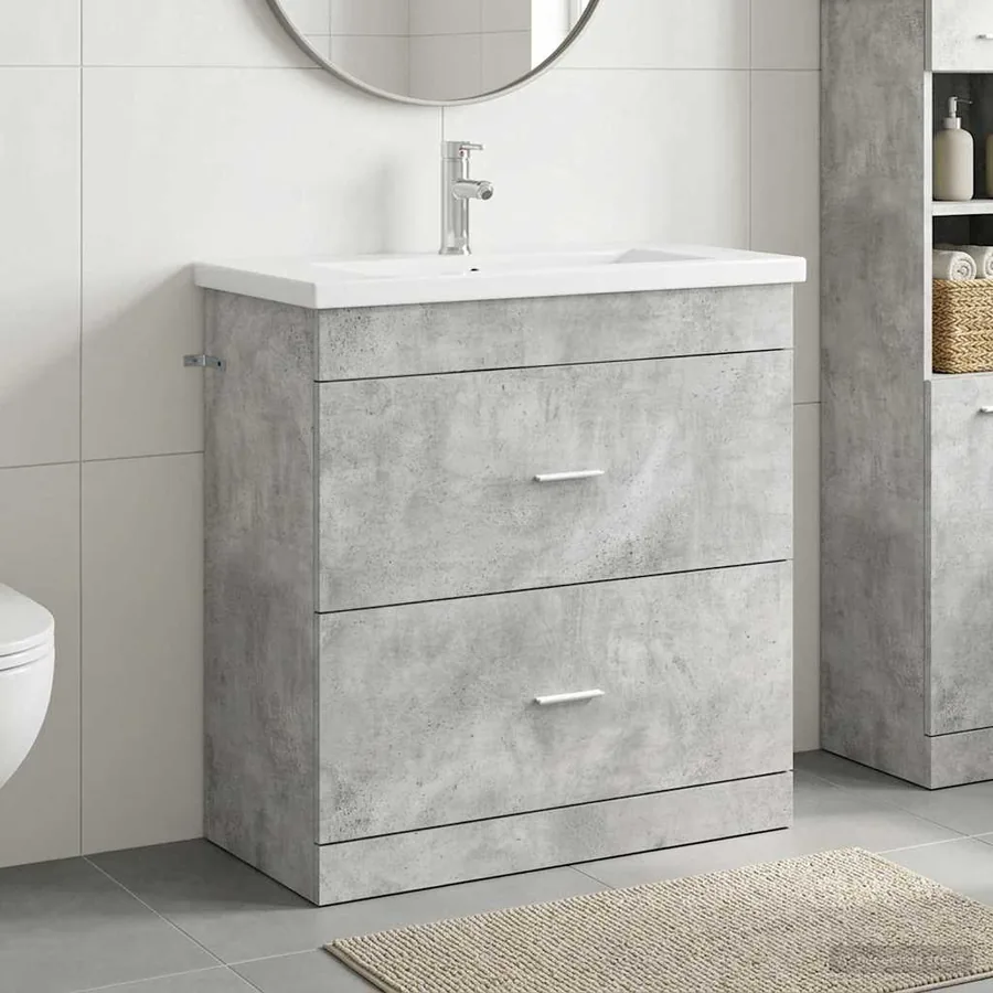 Ensemble de mobilier de salle de bain Gris béton