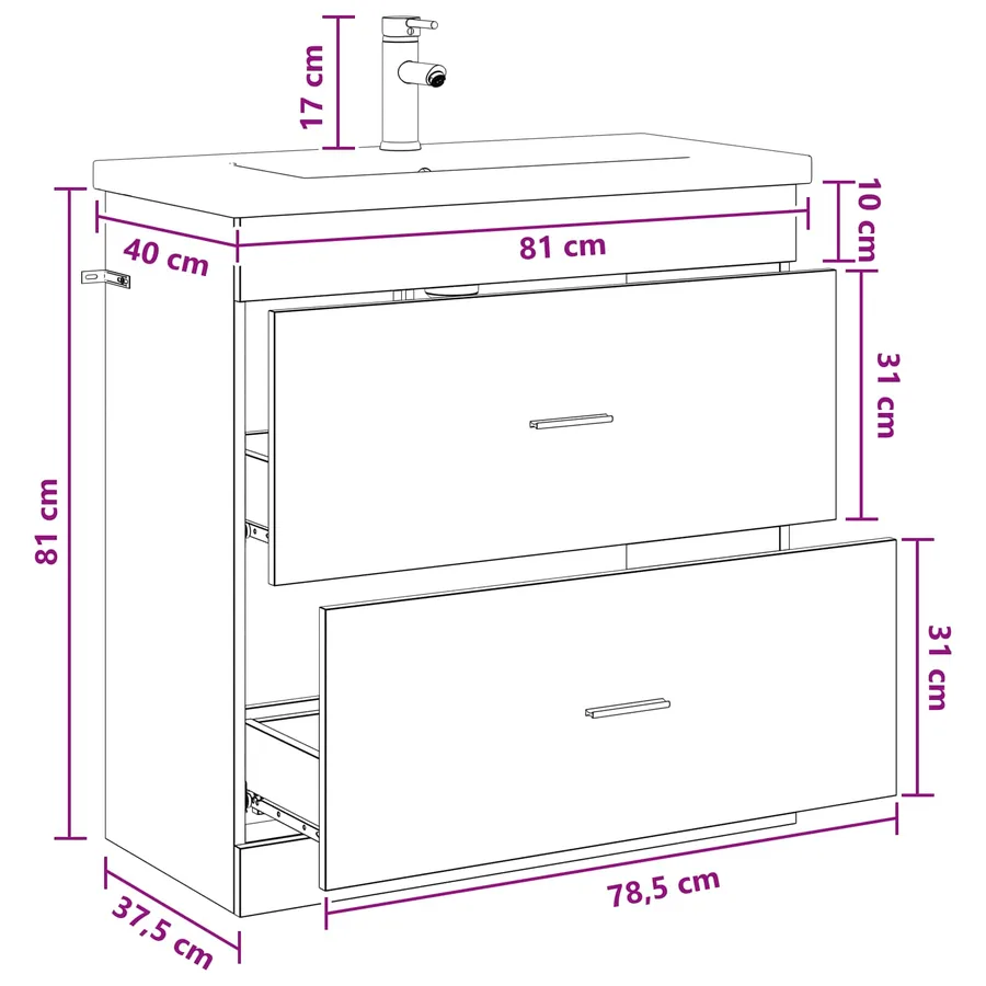 Ensemble de mobilier de salle de bain Chêne noir - 11