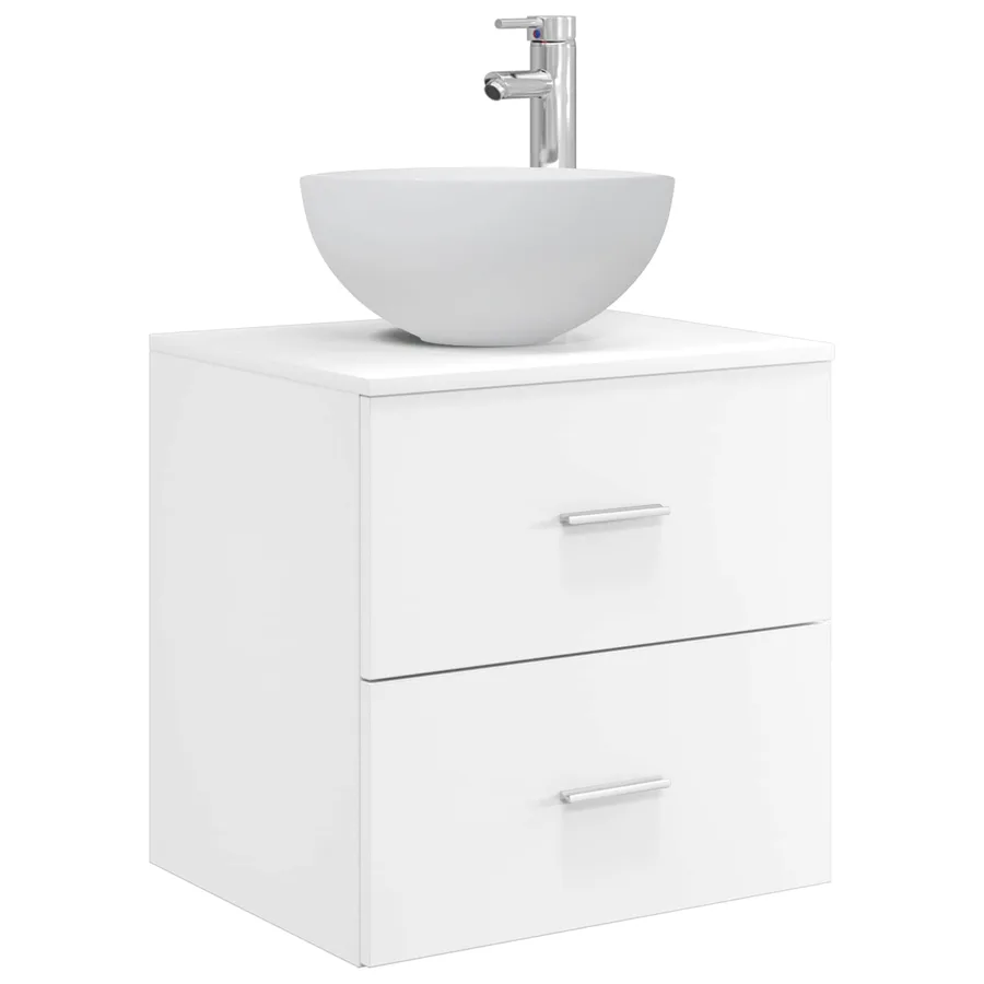 Meuble lavabo mural Blanc 49,5 x 35 x 63 cm Bois d'ingénierie - 2