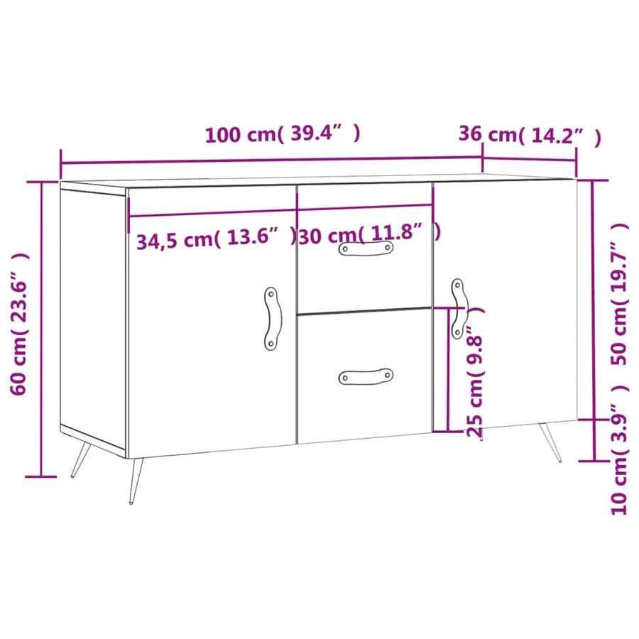 Buffet chêne sonoma 100x36x60 cm bois d'ingénierie - 13