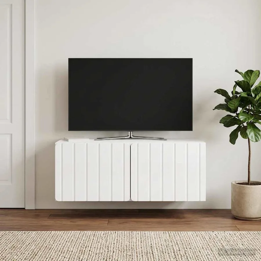 Meuble TV mural 78,5 x 41 x 30 cm Blanc brillant - 4