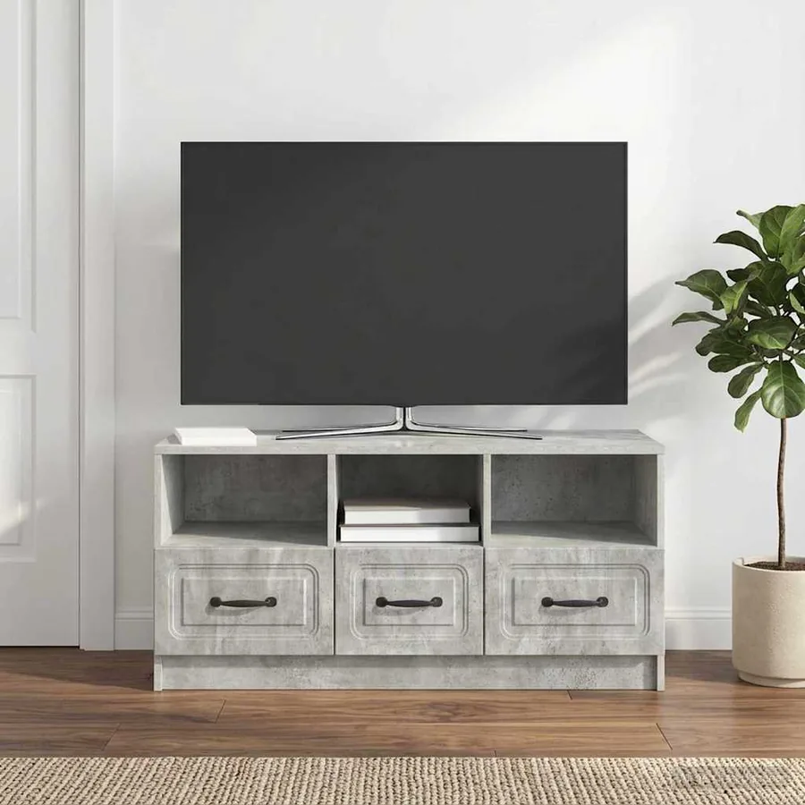 Meuble TV Gris béton 102 x 34,5 x 47 cm Bois d'ingénierie