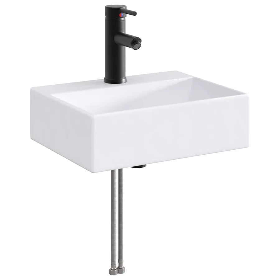 Lavabo de salle de bains Noir Mat 39 x 30,5 x 12,5 cm métal - 2
