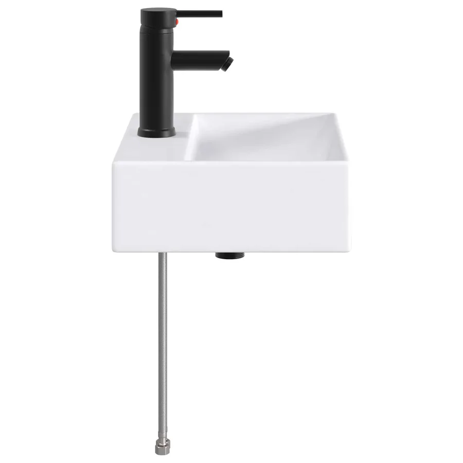 Lavabo de salle de bains Noir Mat 39 x 30,5 x 12,5 cm métal - 5