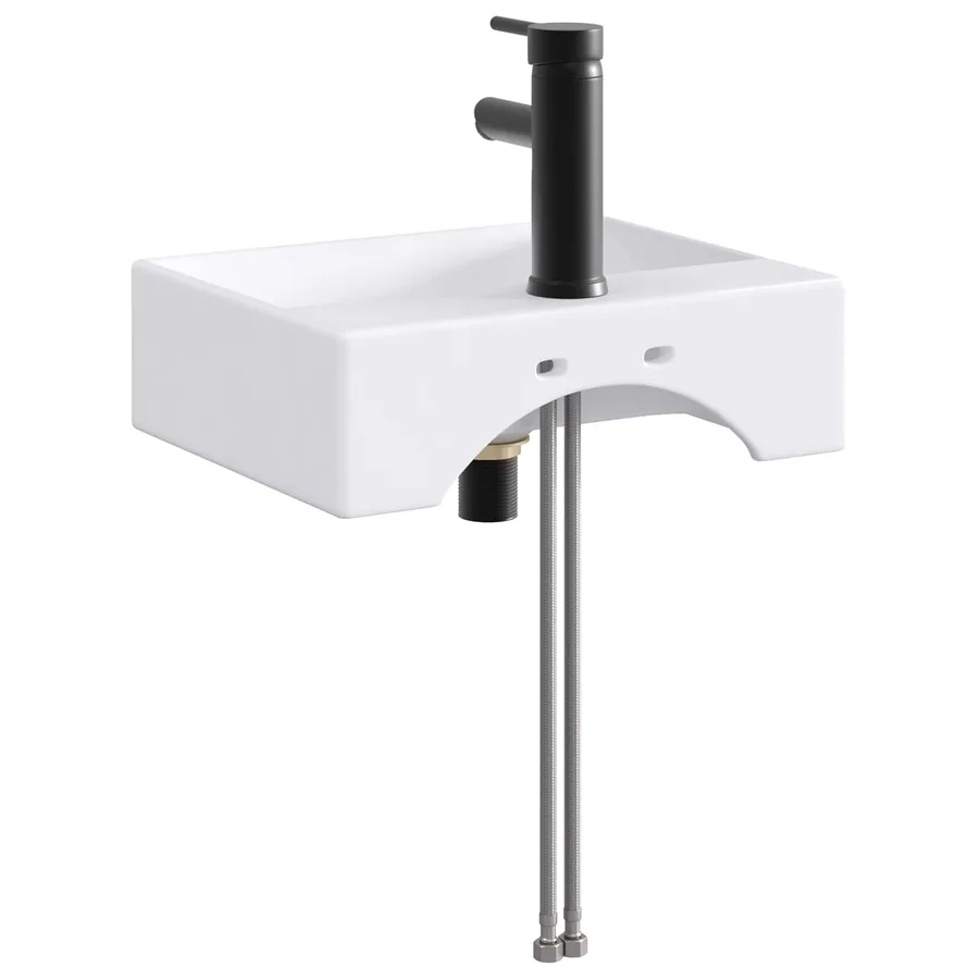 Lavabo de salle de bains Noir Mat 39 x 30,5 x 12,5 cm métal - 6