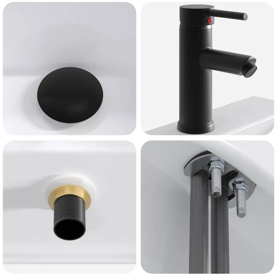 Lavabo de salle de bains Noir Mat 39 x 30,5 x 12,5 cm métal - 8