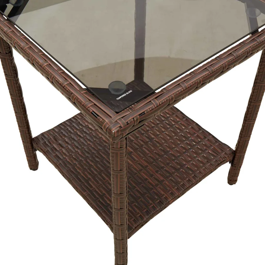 Ensemble de canapés d'extérieur 2 pcs Marron et rouge polyrotin - 8