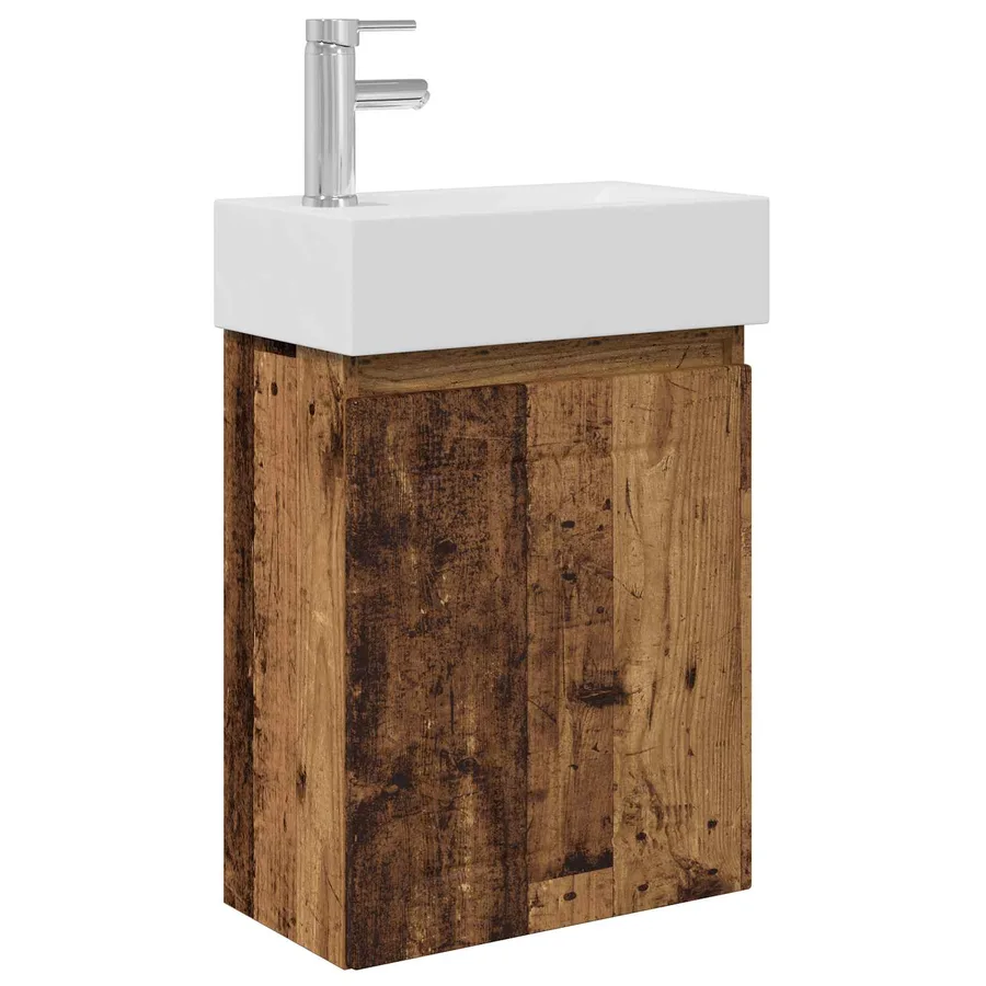 Meuble de salle de bain avec robinet Bois ancien - 2
