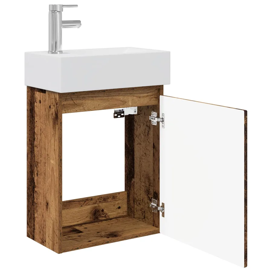 Meuble de salle de bain avec robinet Bois ancien - 4