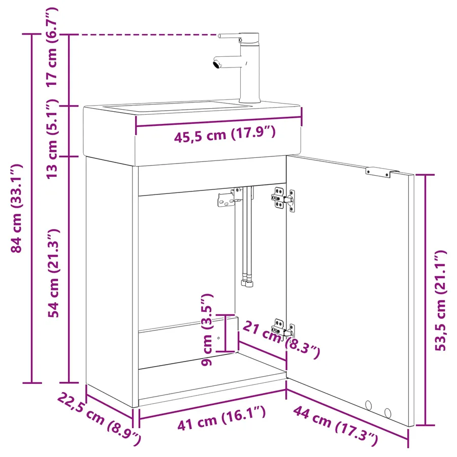 Meuble de salle de bain avec robinet Chêne artisanal - 11