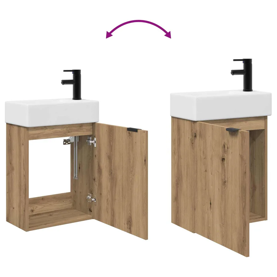 Meuble de salle de bain avec robinet Chêne artisanal - 9