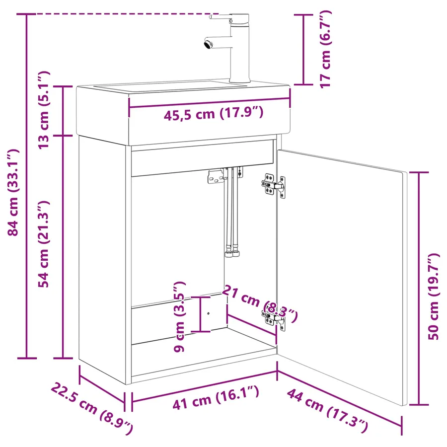 Meuble de salle de bain avec robinet Chêne artisanal - 11