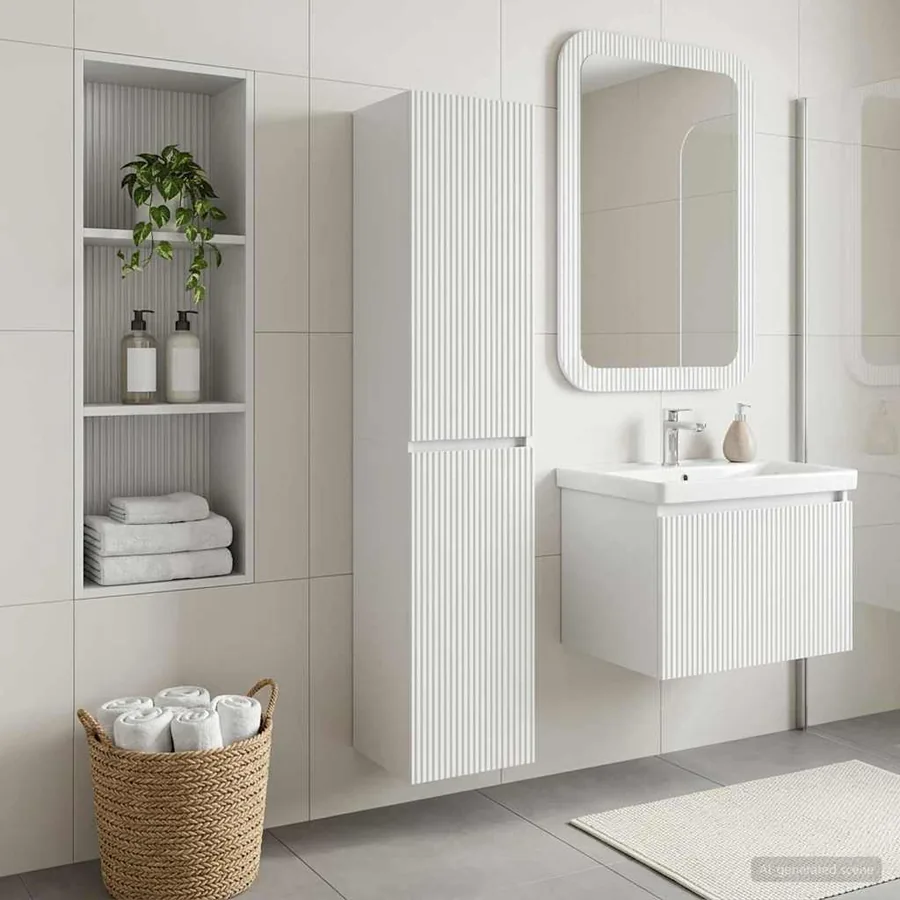 Cabinet de Salle de Bain Mural Blanc 33 x 34,5 x 160 cm