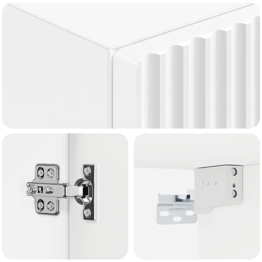 Cabinet de Salle de Bain Mural Blanc 33 x 34,5 x 160 cm - 6