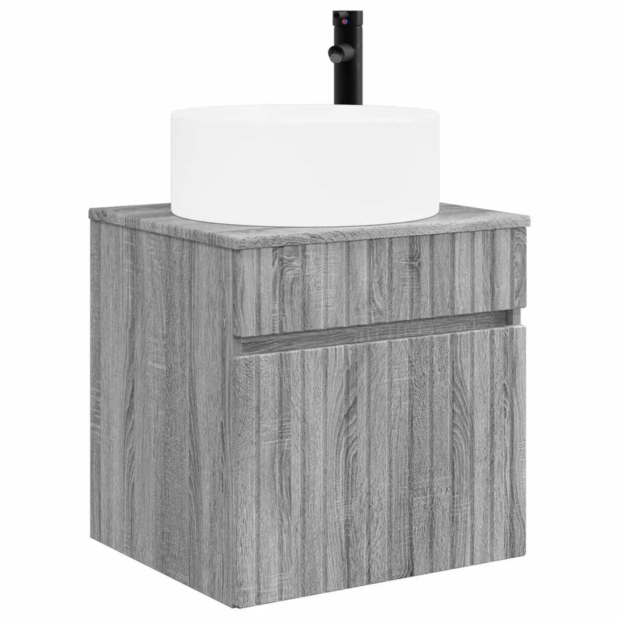 Meuble de lavabo mural Sonoma gris 49 x 44,5 x 65,5 cm - 2