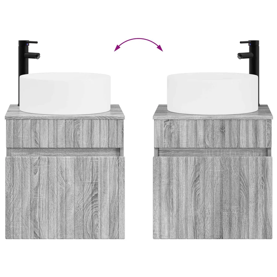 Meuble de lavabo mural Sonoma gris 49 x 44,5 x 65,5 cm - 7
