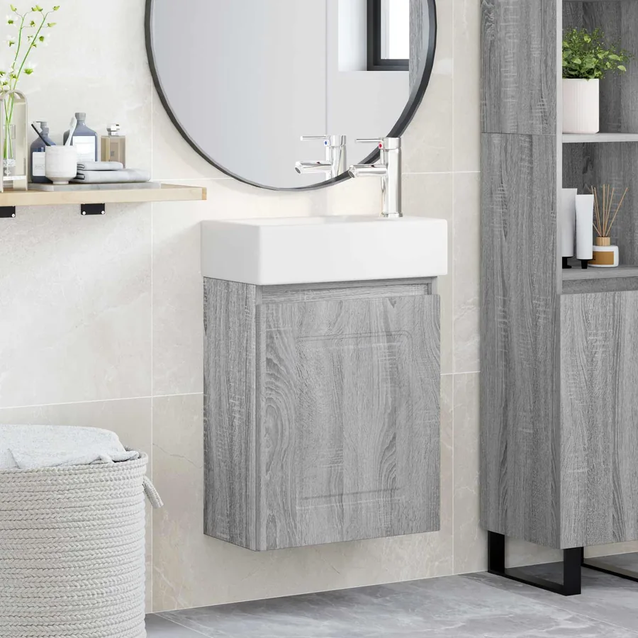 Meuble de salle de bain avec robinet Sonoma gris