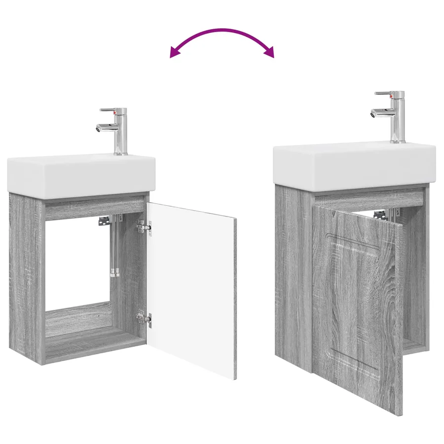 Meuble de salle de bain avec robinet Sonoma gris - 9