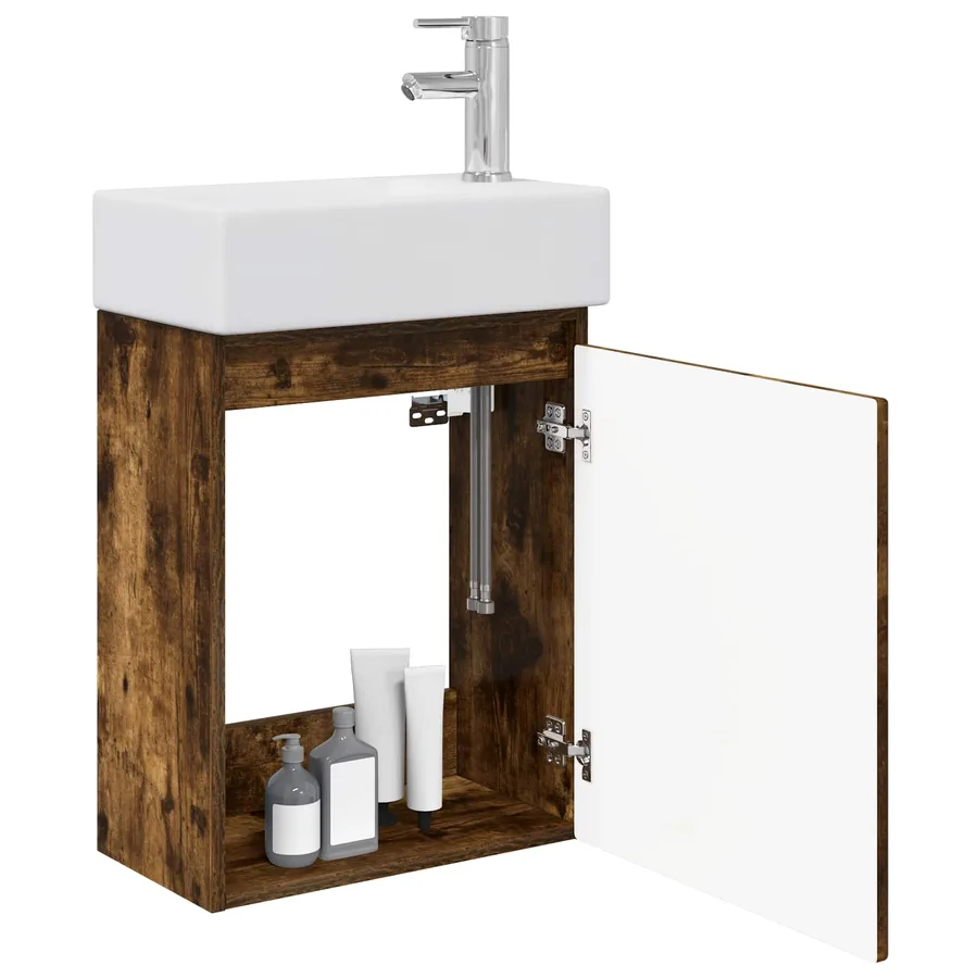 Meuble de salle de bain avec robinet Chêne fumé - 3