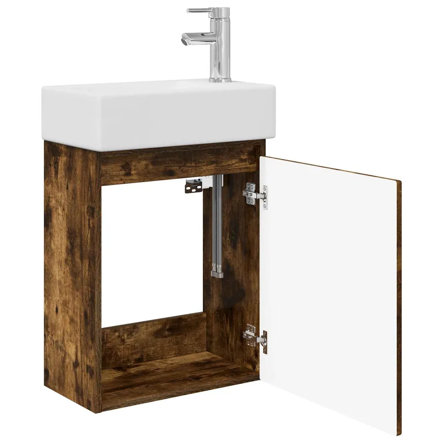 Meuble de salle de bain avec robinet Chêne fumé - 4