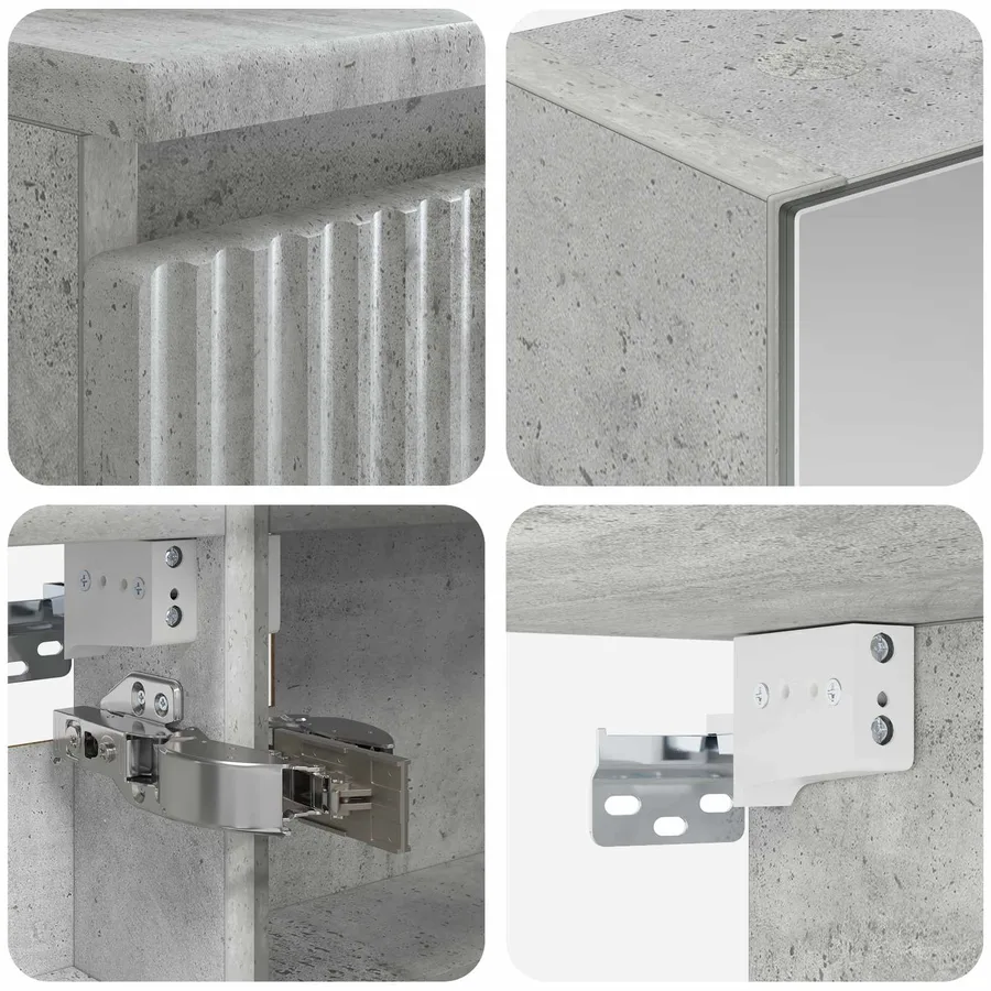 Ensemble d'armoire de salle de bain 5 pcs Gris béton - 8