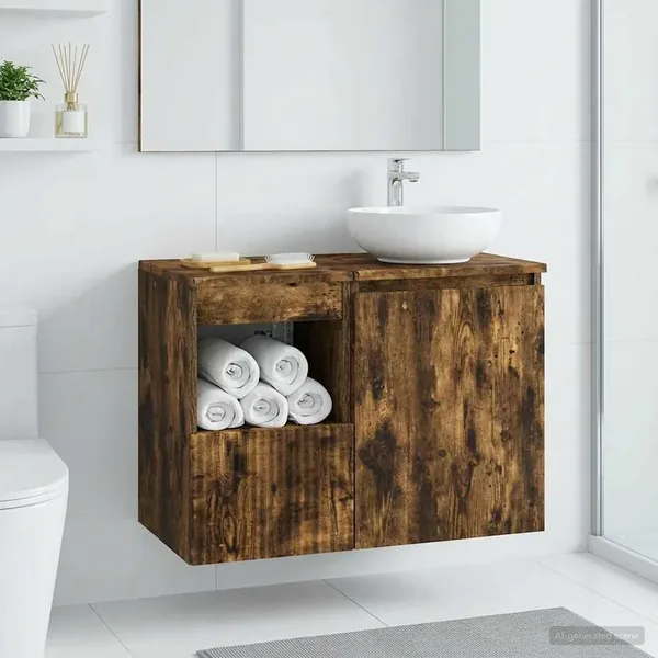 Armoire de salle de bain Chêne fumé 30 x 41 x 50 cm